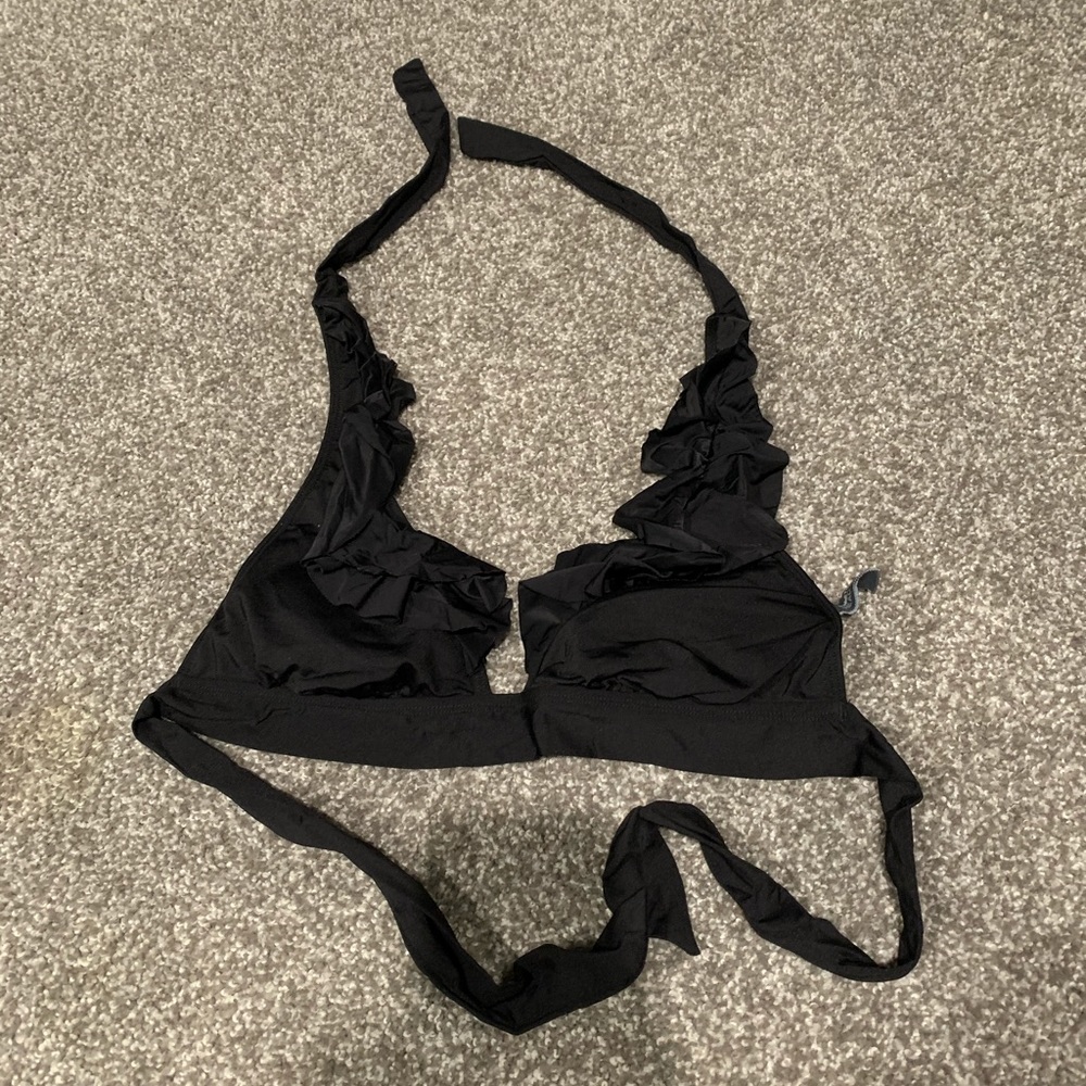 Kenneth Cole black ruffle bikini top